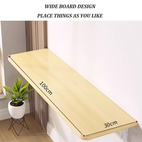 Table murale pliante beige 120x40 cm bureau gain de place - 3