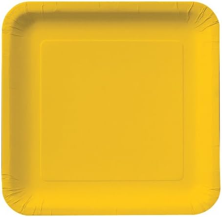 Creative Converting Gold Glitter Square Dinner Plates - 18 Pack 9 Inch Disposable Plates