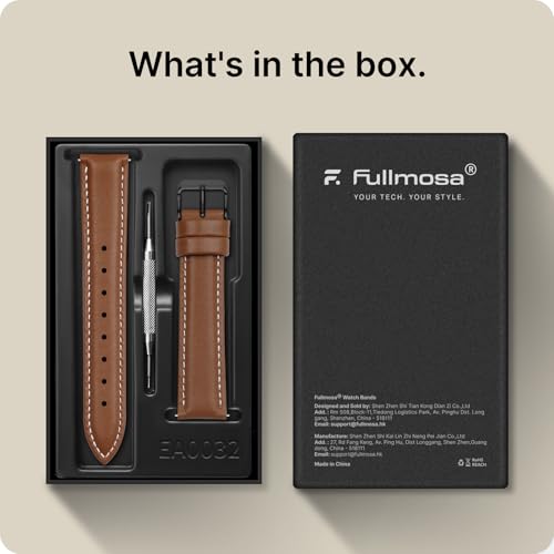 Image of 12 Colors for Quick Release Leather Watch Band, Fullmosa Axus Genuine Leather Watch Strap Women Men 14mm, 16mm, 18mm, 19mm, 20mm, 22mm or 24mm (choose the proper size), Brown+black buckle, Classic