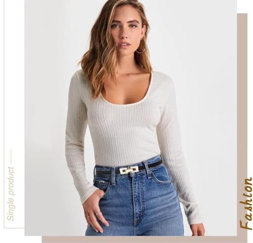 Women's Skinny Genuine Leather Belts Thin Waist Belt with Gold Buckle for Dresses2