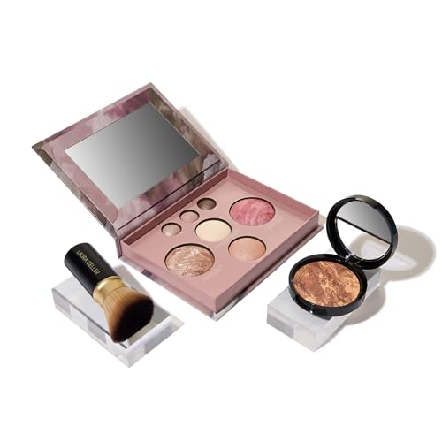 LAURA GELLER NEW YORK Baked Starter Kit: Deep - Best of the Best Full Face Palette + Baked Balance-n-Brighten Powder Foundation + Retractable Angled Kabuki Brush Set