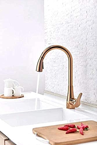 Robinet de cuisine extractible haut de gamme or rose mitigeur monotrou épuré - 4
