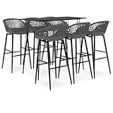 Vopese Moderne Barhocker & Bartisch Set - Schwarz, MDF & Metall, 120x60x105 cm - für Inneneinrichtung & Gastronomie Model3057391
