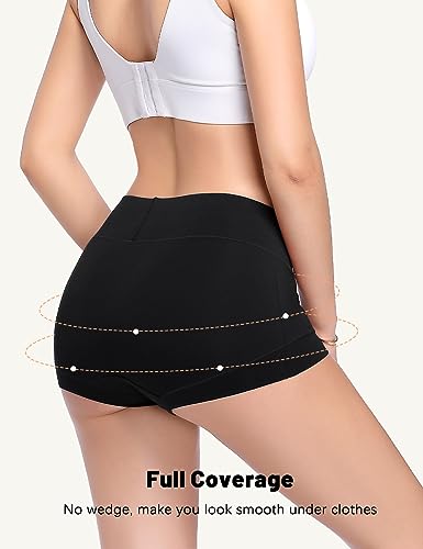 Molasus Womens Cotton Boy Shorts Panties Ladies High Waisted Full Coverage Stretch Underwear Multipack(Regular&Plus Size)3