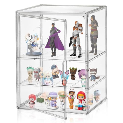 フィギュアケース コレクションケース ディスプレイケースアクリル 透明展示箱 防塵表示ボックス 陳列ケース けショーケース 取り外し可能な仕切り 磁気ドア 防塵 汚れ防止 積み重ね可能 前開き 大型 仕切り 段差 簡単収納 インストール手順書付き (4階です)