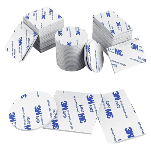 90 Pcs Double Sided Foam Tape,Double Sized 3M Sticky Pads,Self-Adhesive Tape,3 Sizes Include Square and Round,for Wall Hanging, Carpet, Car, Home and Office Decor