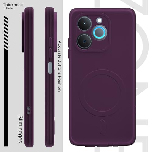 Image of Outlouders Back Cover for Realme P4 Lite 4G Soft Matte Silicone Cover with Slim Fit | Mag-Safe Logo (Not Mag-Safe Compatible) | Shockproof | Camera Protection Bumper Case (Purple)