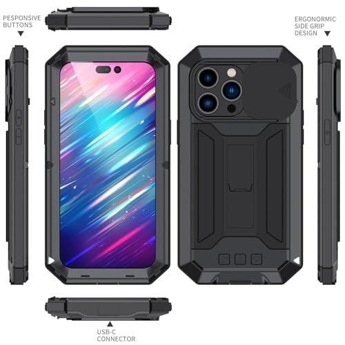 Coque iPhone 14 Plus noir silicone rigide et métal antichoc