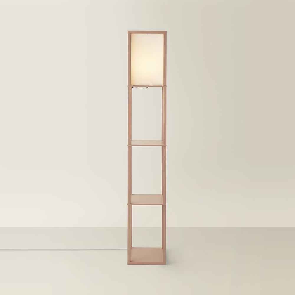 Valuelights Struttura Pink Shelving Unit Floor Lamp With Fabric Shade And Bulb from B&Q