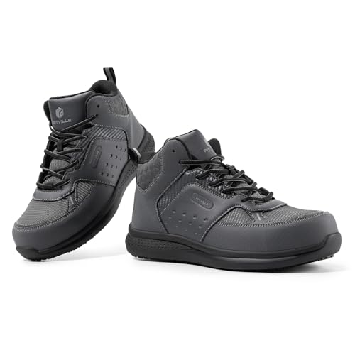 FitVille Wide Work Boots for Men Composite Toe Safety Work Shoes Slip-Resistant Work Boots Waterproof Lightweight - SteelCore2