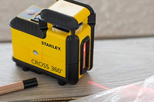 STANLEY STHT77504-1 Laser 360° Sur 20m de Diamètre - Diodes Classe 2 - mise à Niveau Automatique - Précision +/-4mm - Nivellement +/-4° - Revêtement Renforcé IP50 - Triple Filetage 1/4" + Accessoires