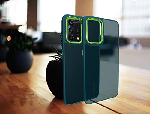 Image of A rtistque Frosted Translucent Back Cover Case for Oppo F19 / F19s | Electroplated Chrome Ring | Raised Camera Edges for Protection | Smooth Sides TPU - Green