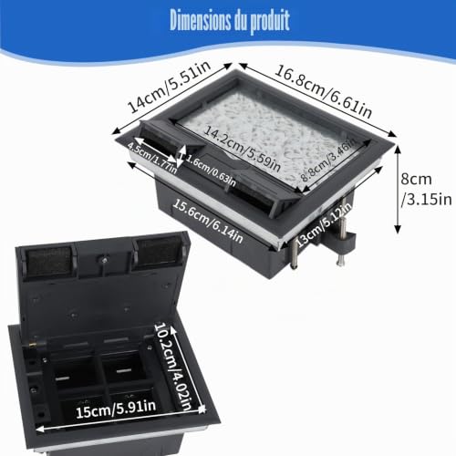 Prise de sol pour réservoir de sol, boîte de prise encastrable, 4/6/8 compartiments, prises de plain-pied et encastrées, inserts optionnels – vue 2