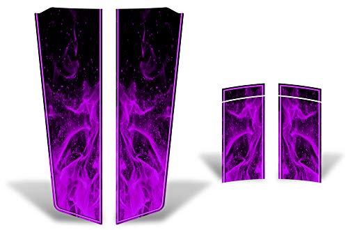 Car-Gear Hood & Trunk Race Stripes Graphics Kit 3M Vinyl Decal Wrap Compatible With Chevy Camaro 2010-2015 - Purple Flames V2 #TOP1
