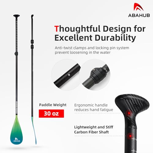 Miniatura 3 de Abahub Remo Paddle Surf Carbono Pala Sup Paddle Con Bolsa Pala Remo Extensible 170-218cm Hoja De Plástico Con Impresión De Ondas Para Tabla De Sup Canoa De Surf