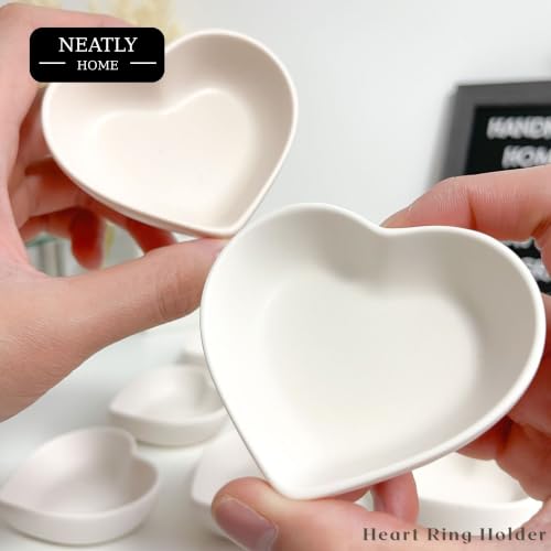 Image of Aesthetic Handmade Heart Ring Holder Trinket Tray Handmade | Jewelry Organizer | Vanity Tray for Women | Minimalist Home Decor, Candle Holder & Multipurpose - 8 x 8 cm