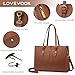 LOVEVOOK Laptop Bag for Women,Vintage Tote Bag for Work,Waterproof Handbags Shoulder Bag,Leather Office Computer Bag