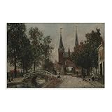 Johan Barthold Jongkind – Szene in Delft Leinwandkunst, Wanddekoration, Poster, Zuhause, Bar, Restaurant, Garage, Café, Logo, Geschenke, 30 x 45 cm