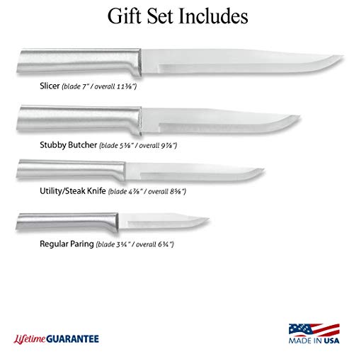 Rada Cutlery Wedding Register Knife Gift Set – 4 Stainless Steel Culinary Knives With Silver Aluminum Handle Made In The Usa #TOP1