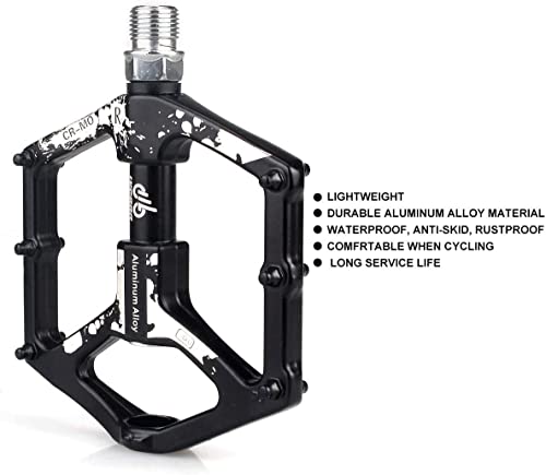 LYCAON Pedali per Bicicletta Leggero 0.64lb / Coppia Antiscivolo CR-Mo in Alluminio con Cuscinetto a Sfere sigillato CNC, 3 Cuscinetti Pedali Pedali Bici per MTB BMX con Chiave (Black-Graffiti) - 3