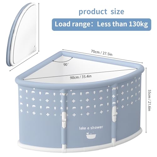 Baignoire pliable en forme d'éventail 70x70 cm grise pour angle