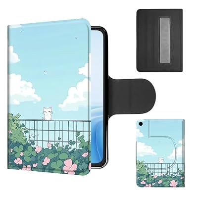 Cdkfxjy Case for Galaxy Tab A11 Plus/A9 Plus 10.9 Inch, 360°Rotating Stand with Secure Hand Strap, Protective Cover with Auto Sleep/Wake, Lightweight Shockproof Shell, Cat Under Blue Sky