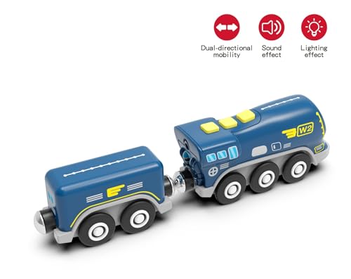 Image of Battery Operated Locomotive Trains for Wooden Tracks, Powerful Engine Toy Train Vehicle for Railway Track, Science Fiction Train Car Series Fit All Brands Railroad (Battery Not Included)