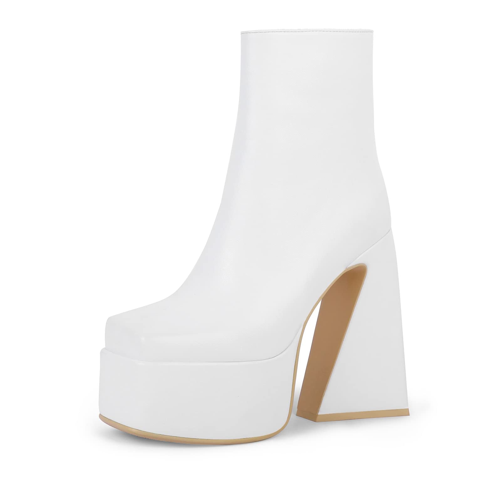 Leather White Ankle Boots High Heel Wetkiss White Platform Boots