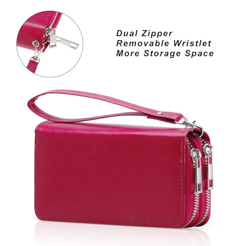 Image of Cellphone Wallet for Women Dual Zipper Long Purse with Removable Wristlet