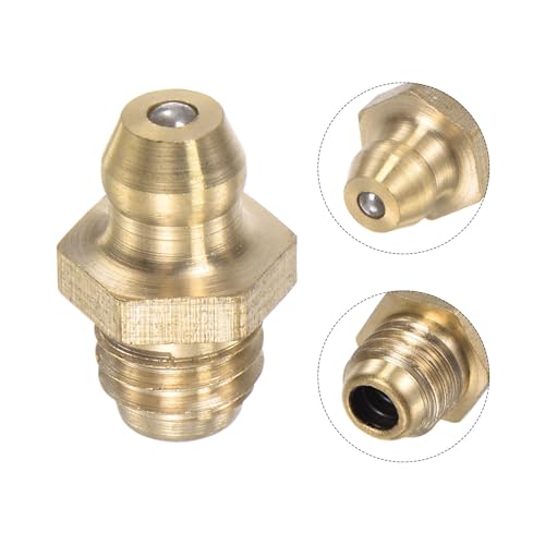 Image of uxcell Brass Straight Grease Fitting M8 x 1.25mm Thread Hydraulic Grease Fitting Accessories, 20Pcs
