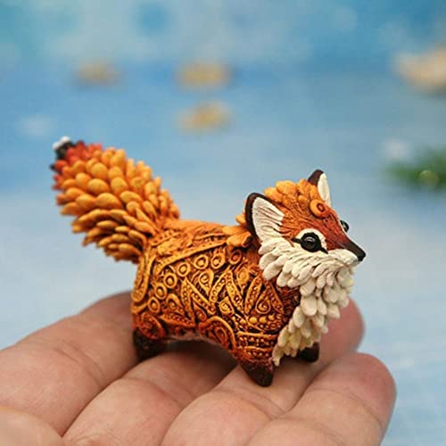 Estatua de tótem zorro de resina decoración animal miniatura 4