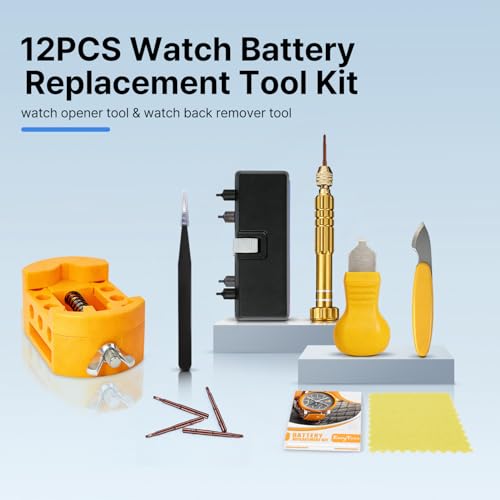 Image of EasyTime Watch Case Opener Tool: Battery Replacement Kit for Back Removal | Complete Watch Back Remover Tools - Easy to Repair Your Watch with Screwdriver & Instructions - No Extra Help or Cost Needed