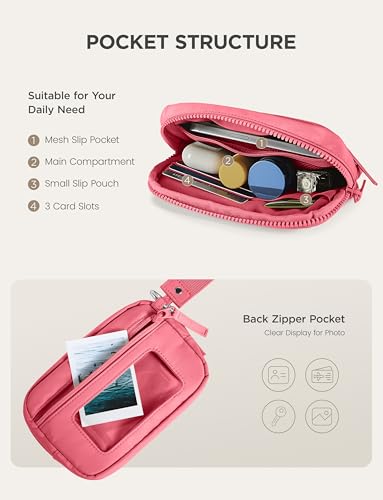 Image of Uselike Womens Wallet Card Holder Purse with Zipper Quilted Phone Wallet RFID Blocking Small Wristlet Wallets for Everyday, Travel (Magenta)