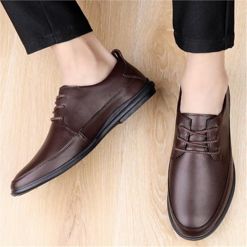 Men's Lace up Dress Shoes Soft Thin Sole Genuine Leather Comfortable Slip Formal Business Casual Work Oxford Shoes for Autumn2