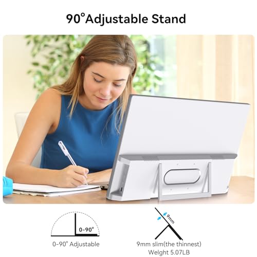 Image of Prechen 21.5 Inch Portable Touchscreen Monitor, 1080P Computer Touch Screen w /VESA Stand Touch PC Display, 75Hz, Multi-Touch Monitor, DC HDMI & USBC for Phones PC Phone Business,White
