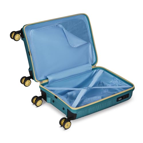 Image of Skybags Swirl Cabin Trolley Bag 56cm | Small Hard Luggage | 8 Wheels Suitcase for Travel | 3-Digit Combination Lock with Anti-Theft Zipper | Polypropylene | 3 Years Warranty - Unisex (Cyan)