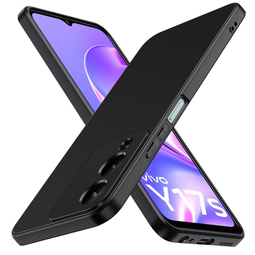 ivoler Silikon Hülle für Vivo Y17s mit Kameraschutz, Ultra Dünne Weiche Stoßfest Schutzhülle Flexible TPU Matte Schwarz Handyhülle Kratzfest Hülle Cover
