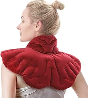 Aroma Season Heated Neck Wrap Microwave Neck Warmer Shoulder Heat Pad Arthritis Relief Filled with Natural Herbs Butterfly (Red)