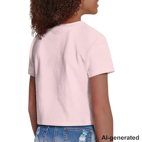 Image of Cute Crop Tops for Girls Short Sleeve Summer T Shirts Fashion Graphic Tees Crew Neck Pullover Tee 5-14 Years