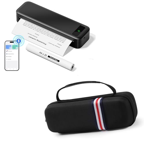 Image of TATTMUSE Bluetooth Portable Thermal Printer Black & Printer Carrying Case Black