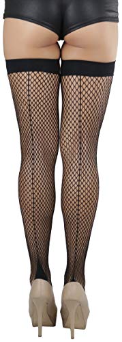 Image of ToBeInStyle Women's Wide Floral Lace Fishnet Thigh Hi Stockings