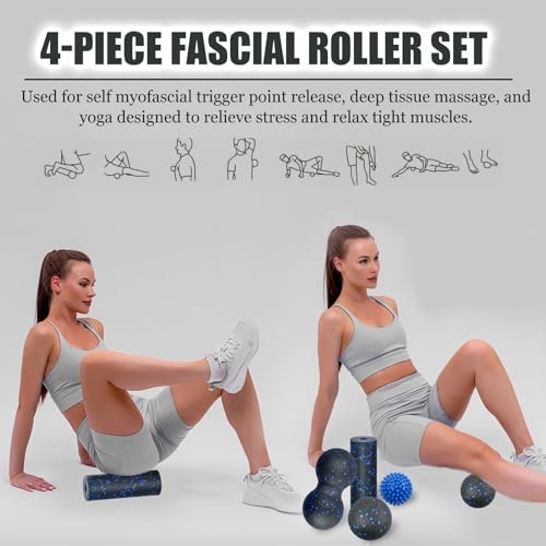 4 Stück Faszienball Set, Blackroll Ball, Faszienrolle Klein,Massagebälle Igelball Fußmassage und Duoball Massageball für Wirbelsäule Rücken Nacken Fuß,Faszientraining DurchfüHren, Schmerzen Lindern