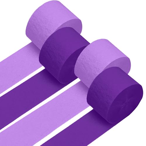 Image of 4 Crepe Paper Streamers Rolls, 328ft Pack of Purple and Dark Purple Crepe Paper for Women Girls Birthday Mothers Day Wedding Baby Showers Valentine's Day Party Decorations (1.8 inch x 82 ft /Roll)