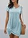 Dearlovers Womens V-Neck Short Sleeve Solid Tshirt Dresses Loose Side Knot Mini Dress XXL T-Navy