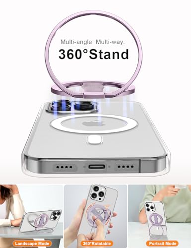 Image of EWA MagOne 3rd Gen [Compatible with MagSafe] Phone Grip Stand with Finger Strap, Removable Magnetic Ring Holder Kickstand Loop for iPhone 17,16,15,14,13,12 Series (Purple)
