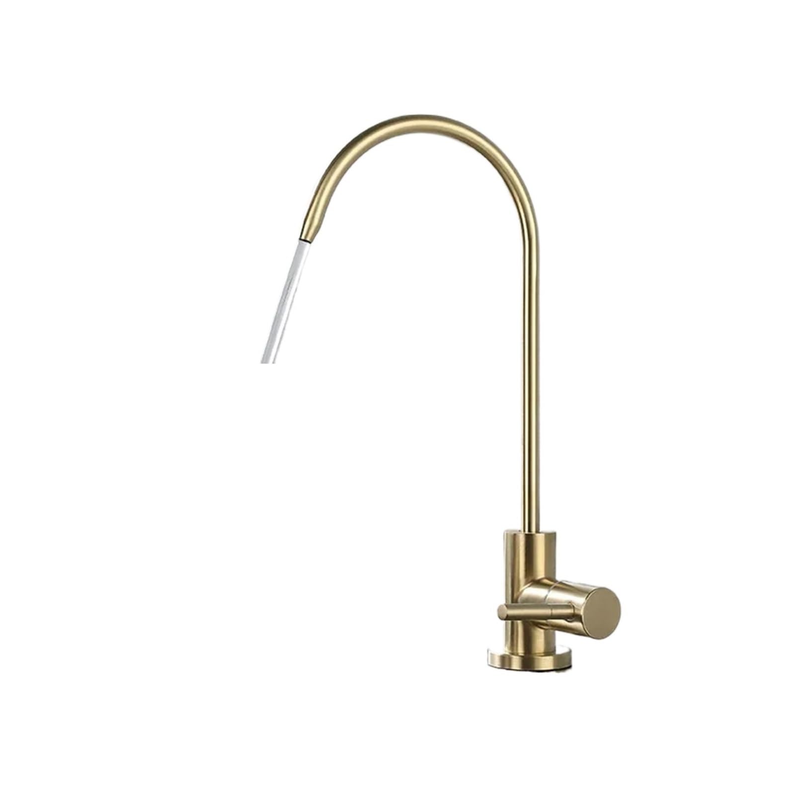 Aycdl Rose Gold 1/4" Kitchen Faucets Direct Drinking Tap Water Purifier Faucet Single Cold Reverse Osmosis Filter Sink Gold,-A