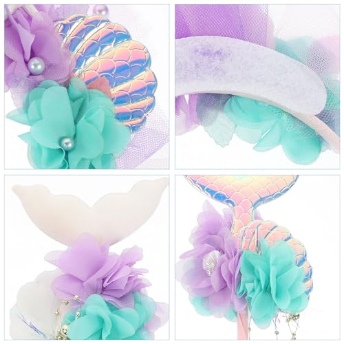 Diadema cola de sirena reutilizable y varita resistente infantil 7
