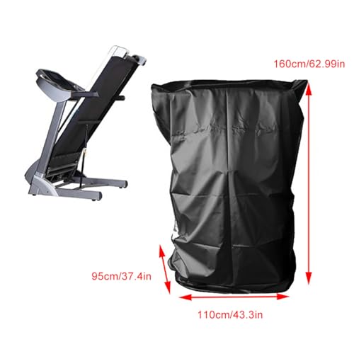 420D Oxford Laufband Abdeckung Heavy-Duty, Schutzhülle für Laufband, Staubschutz Abdeckung für Indoor & Outdoor Fitnessgerät, mit Kordelzug, Schwarz, 95×110×160 CM