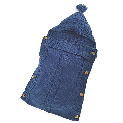 Image of XMWEALTHY Newborn Baby Wrap Swaddle Blanket Knit Wrap Blanket Bag Receiving Blankets Stroller Wrap for Baby Blue 0-6 Month