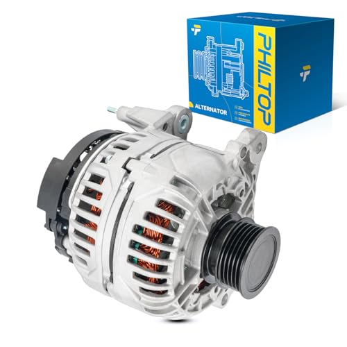 Image of PHILTOP Alternator Compatible with 2005-2014 Je-t-ta 2.5L 2006-2009 Rabbit | 2010-2014 Golf 2.5L, 140 Amp Alternator Replace 11254N 0124525062 0124525102 07K903023AX 12V 140Amp CW 5-Groove Pulley